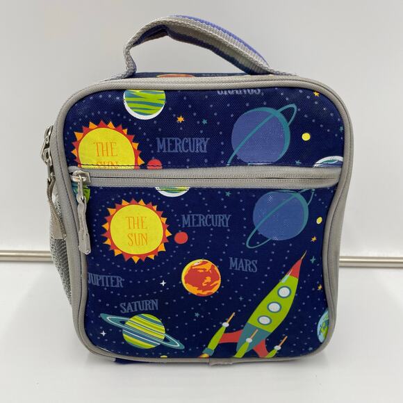 Pottery Barn Kids Mackenzie Navy Solar System Glow-in-the-Dark Lunch Box 8 X 8.5 - Picture 1 of 7